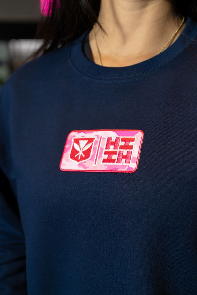 Navy Pink Camo Crewneck