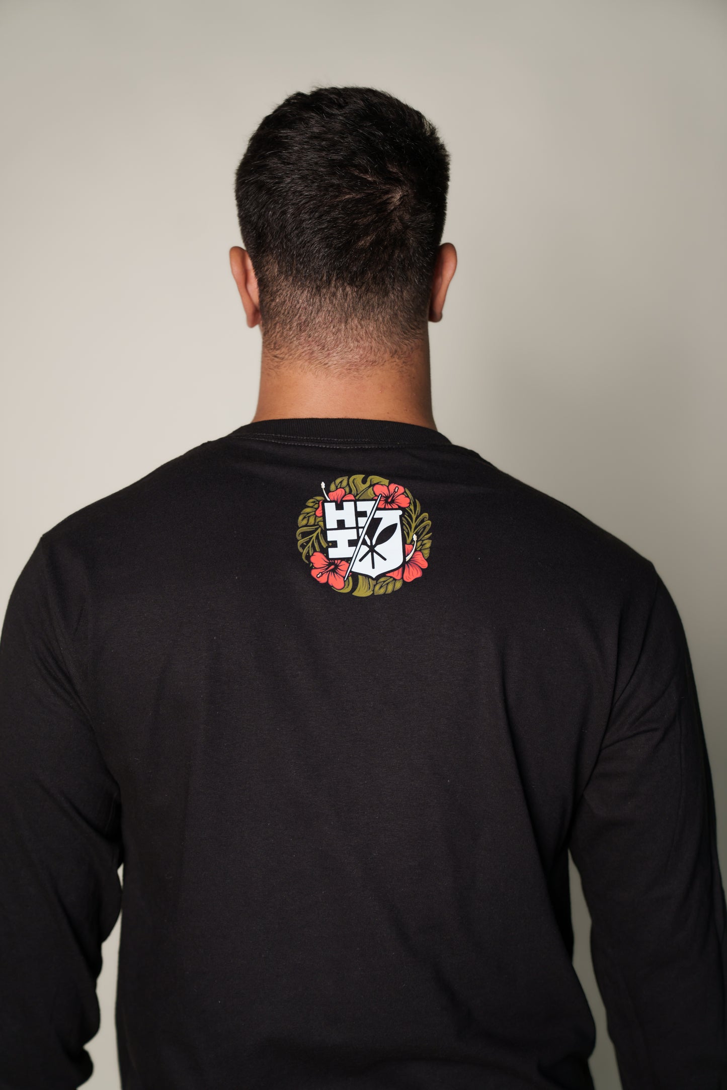 Red Hibiscus Long Sleeve T-Shirt - Black/Red