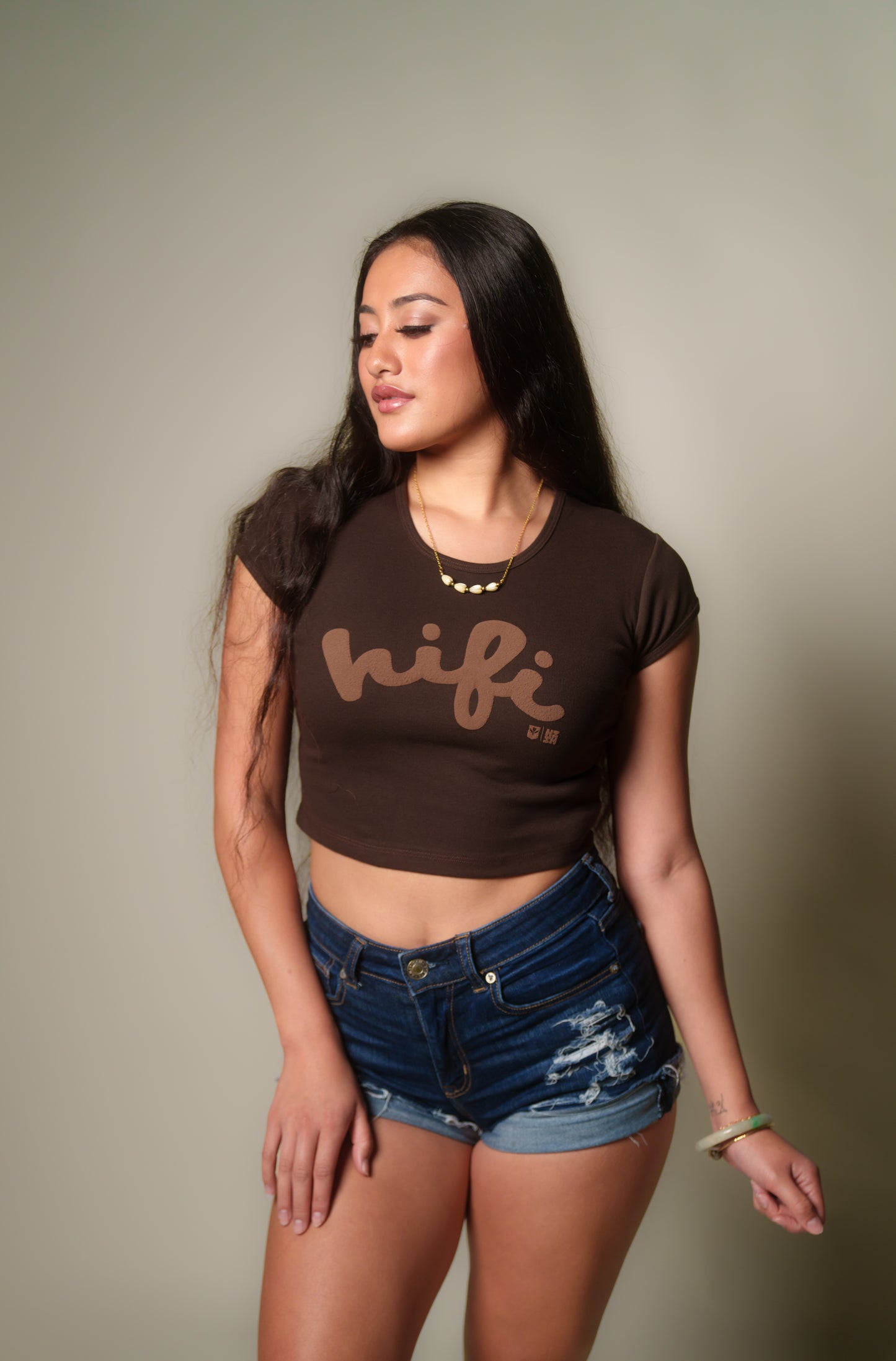 Brown Chunky HIFI Womens Crop Top