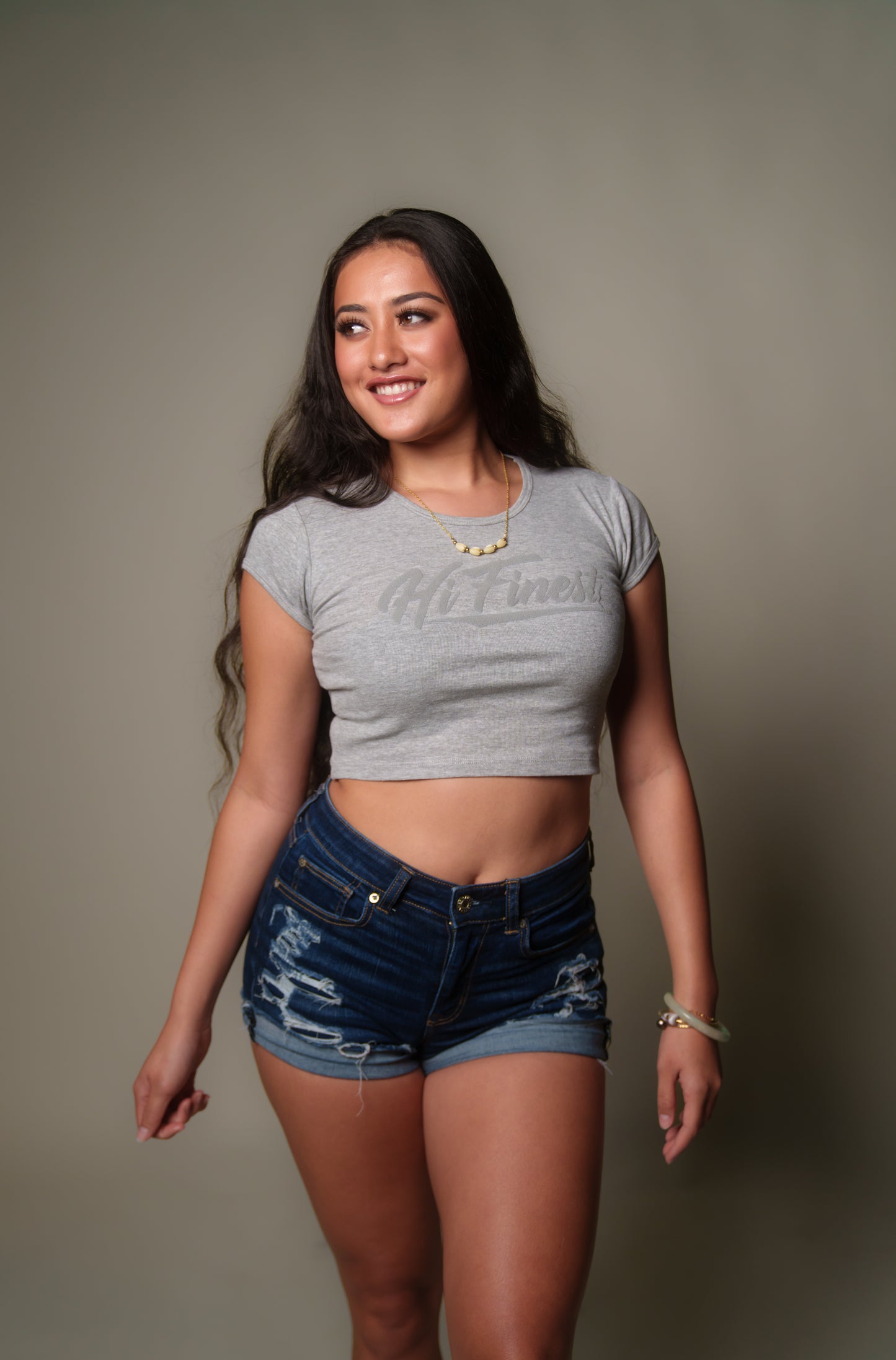 Grey HI Finest Womens Crop Top