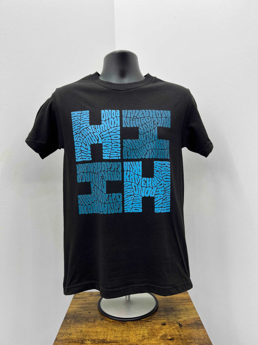 HiFi Logo Hawaiian Words T-Shirt - Black/Blue